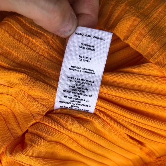 NWT Helmut Lang Cotton Cropped Rib Knit Long Sleeve Polo in Orange, Size XS - Picture 12 of 14